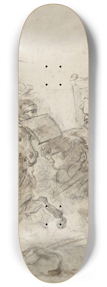 Jean-Honor Fragonard - Don Quixote Attacking the Biscayan 8.25 inch art skate deck
