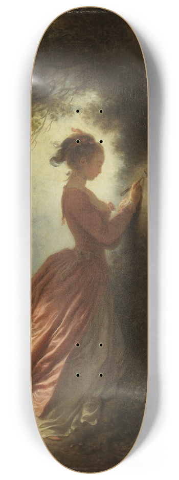 Jean-Honor Fragonard - Le chiffre damour (The Souvenir) 8.25 inch art skate deck