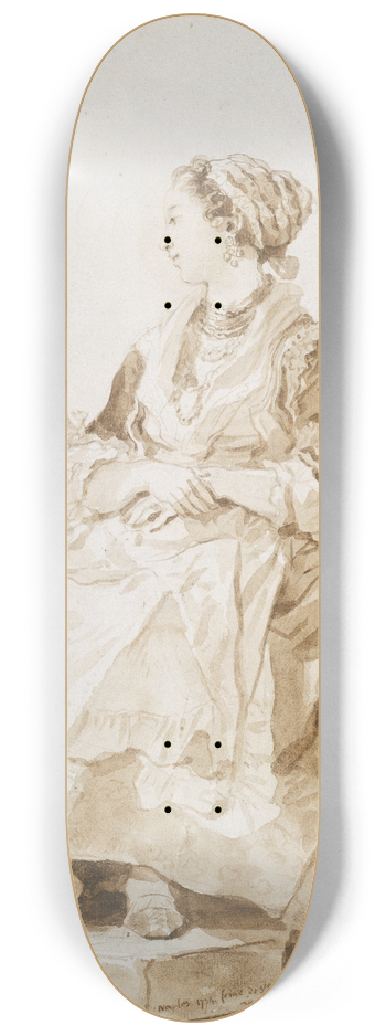 Jean-Honor Fragonard - Neapolitan Woman, sitting outside 8.25 inch art skate deck