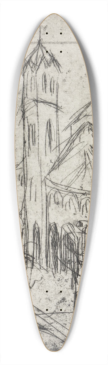 Ernst Ludwig Kirchner - Kirche St. Gereon in Kln I 39.3 inch art pintail longboard deck