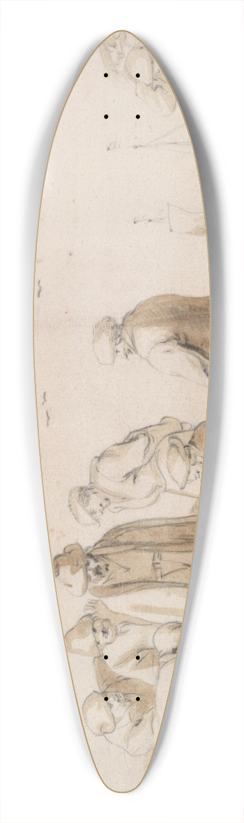Esaias van de Velde - Fish mongers on thebeach 39.3 inch art pintail longboard deck