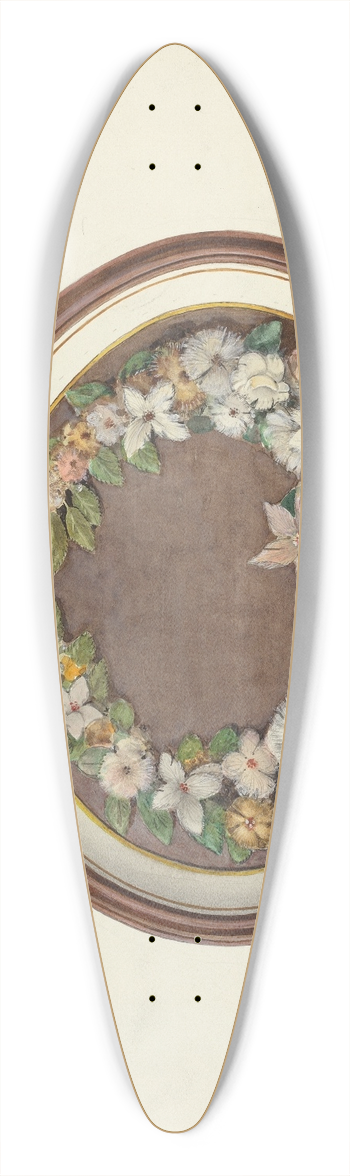Esther Hansen - Feather Wreath Oval Frame 39.3 inch art pintail longboard deck