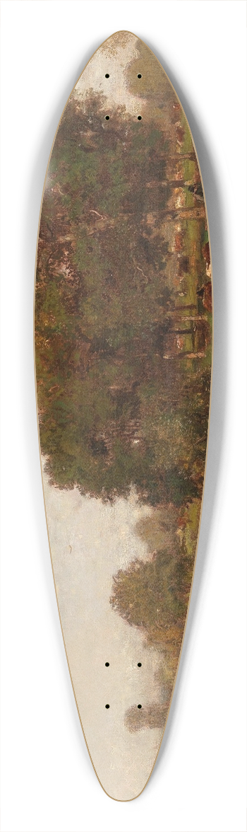 Eugen Jettel - River Landscape with Cows Resting 39.3 inch art pintail longboard deck