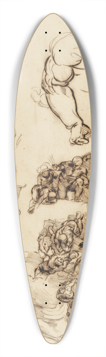 Eugne Delacroix - Studies of nude figures, after Michelangelo 39.3 inch art pintail longboard deck