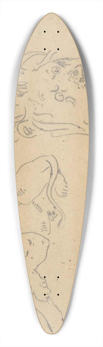 Eugne Delacroix - Three Studies of a Lion 39.3 inch art pintail longboard deck