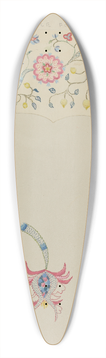 Fanchon Larzelere - Crewel Embroidery 39.3 inch art pintail longboard deck