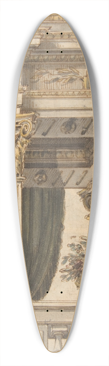 Faustino Trebbi - Design for Part of a Wall Elevation with a Balcony flanking an Arch 39.3 inch art pintail longboard deck
