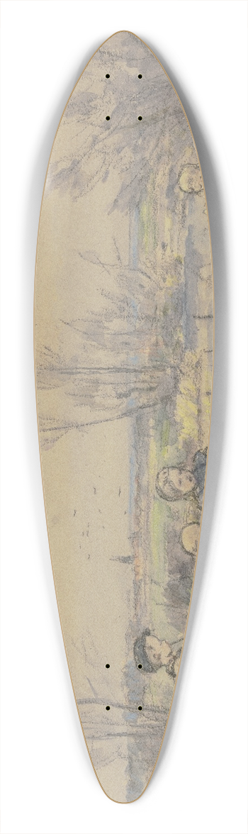 Ferdinand Balzer - Children at the stream 39.3 inch art pintail longboard deck