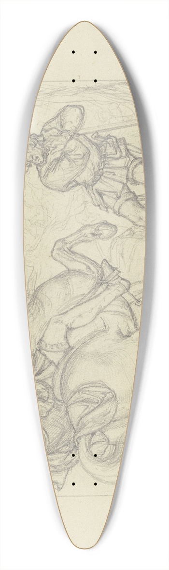 Ferdinand Fellner - Ungedeutete Szene; Ein Ritter, einen mit einem Spie bewaffneten Bauern an einem Bildstock mit der Armbrust bedrohend 39.3 inch art pintail longboard deck