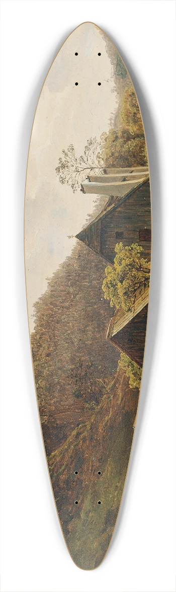 Ferdinand Georg Waldmller - Landschaft mit Hammerschmiede 39.3 inch art pintail longboard deck