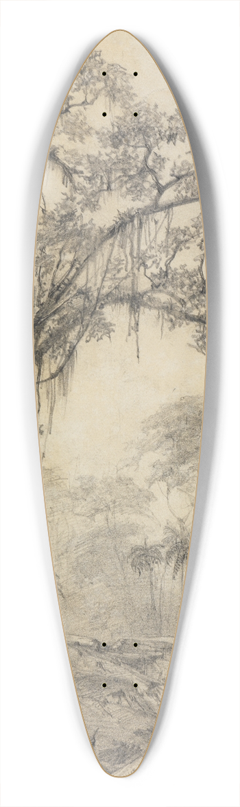 Ferdinand Keller - Baumstudie auf kleiner Anhhe 39.3 inch art pintail longboard deck