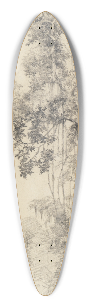 Ferdinand Keller - Baumstudie im Urwald mit skizziertem Lasttier 39.3 inch art pintail longboard deck