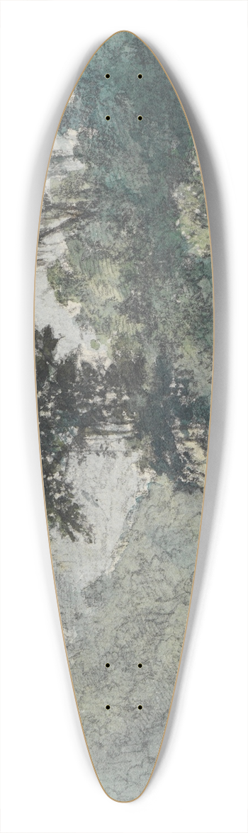 Ferdinand Keller - Blick auf das bewaldete Flussufer 39.3 inch art pintail longboard deck