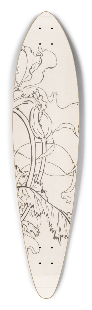 Flix Bracquemond - Assiette (coquelicot). 39.3 inch art pintail longboard deck