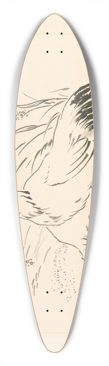 Flix Bracquemond - Coq et poule. 39.3 inch art pintail longboard deck