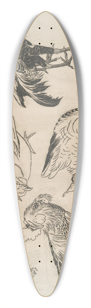 Flix Bracquemond - Coqs, canards, etc 39.3 inch art pintail longboard deck