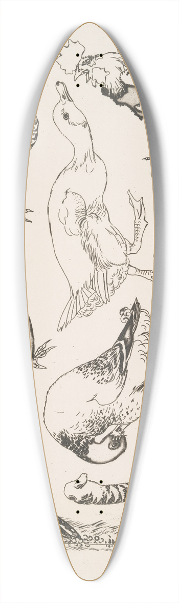 Flix Bracquemond - Coqs et canards 39.3 inch art pintail longboard deck