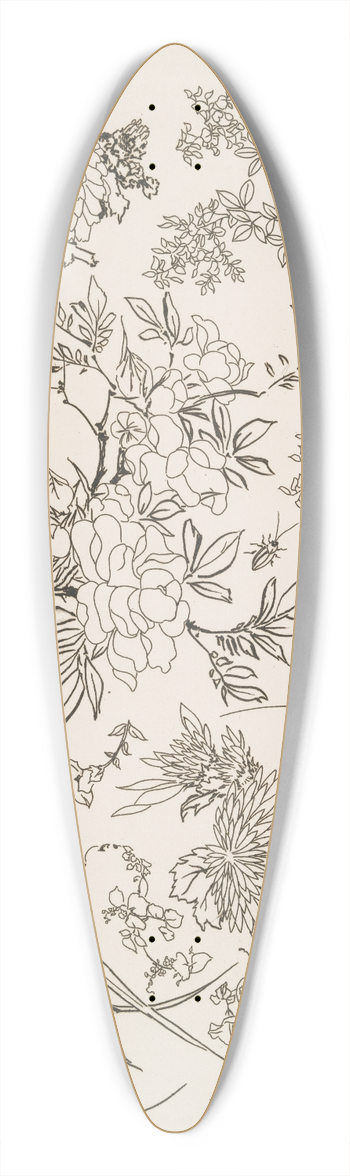 Flix Bracquemond - Fleurs 39.3 inch art pintail longboard deck