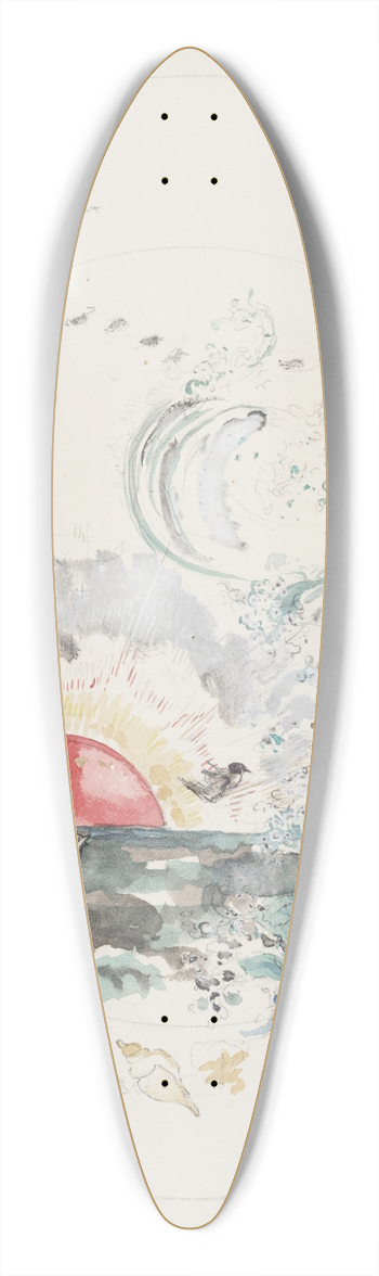 Flix Bracquemond - Soleil couchant. 39.3 inch art pintail longboard deck