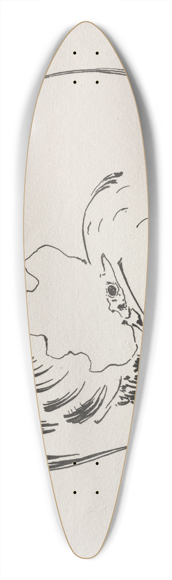 Flix Bracquemond - The High-Fired Service; Rooster (counterproof) 39.3 inch art pintail longboard deck