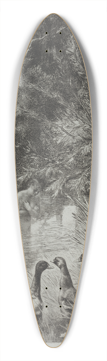 Flix Bracquemond - The Surprised Ducks 39.3 inch art pintail longboard deck