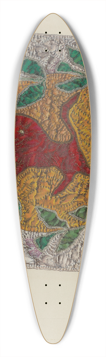 Florence Truelson - Quilt Block Red Lion 39.3 inch art pintail longboard deck