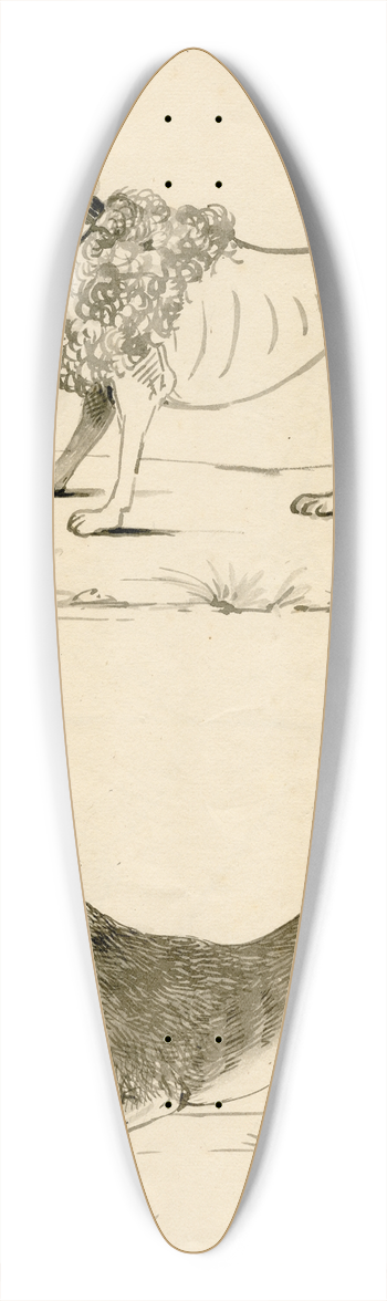 Floris Verster - A poodle and a fox. Leaf of a sketchbook 39.3 inch art pintail longboard deck