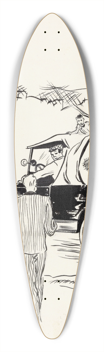 F. Ockerse - Man loopt richting een auto 39.3 inch art pintail longboard deck