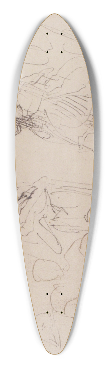 Francesco Curia - Standing and Seated Figures 39.3 inch art pintail longboard deck