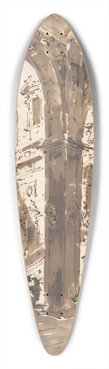 Francesco Guardi - Architectural Capriccio; Courtyard of a Palace 39.3 inch art pintail longboard deck