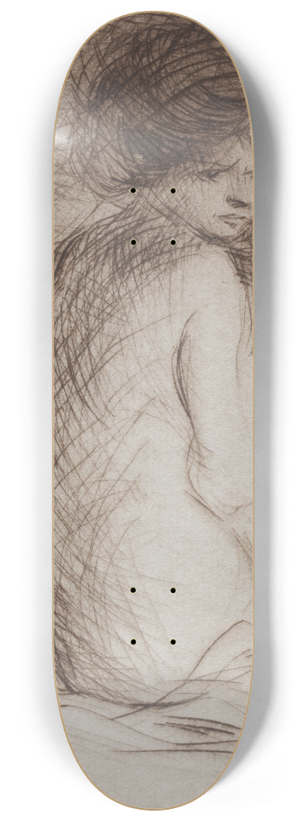 Jean-Louis Forain - Seatetd Nude Woman from the Back 8.25 inch art skate deck