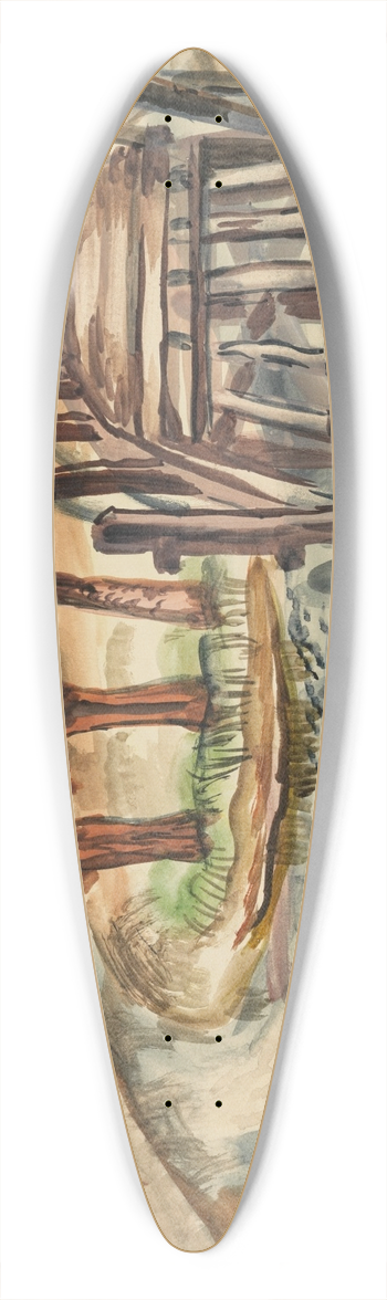 Frances Hodgkins - Flatford Bridge 39.3 inch art pintail longboard deck