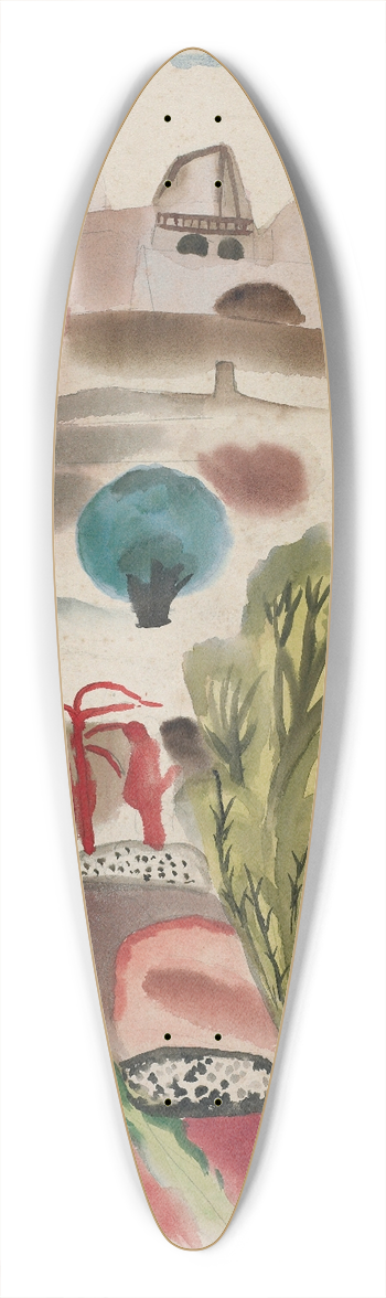 Frances Hodgkins - Hill with cypresses 39.3 inch art pintail longboard deck