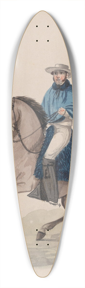 Francisco Fierro - An elegantly dressed man on horseback 39.3 inch art pintail longboard deck