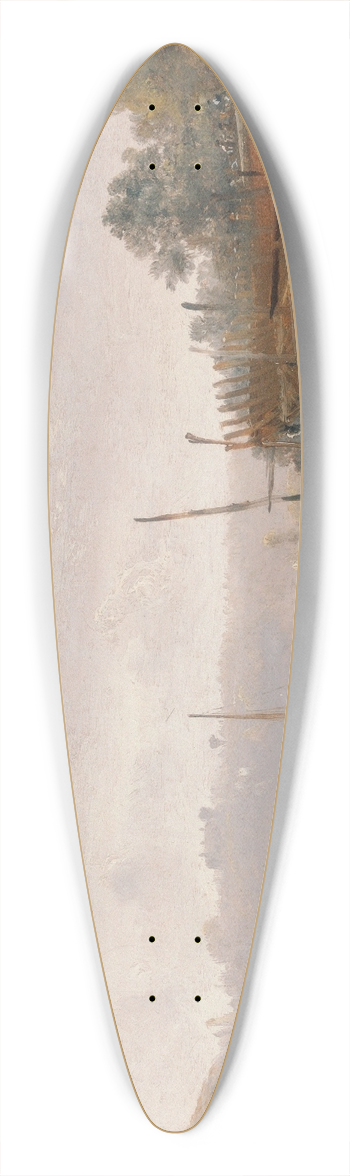 Francis Danby - Boat Building near Dinan, Brittany 39.3 inch art pintail longboard deck
