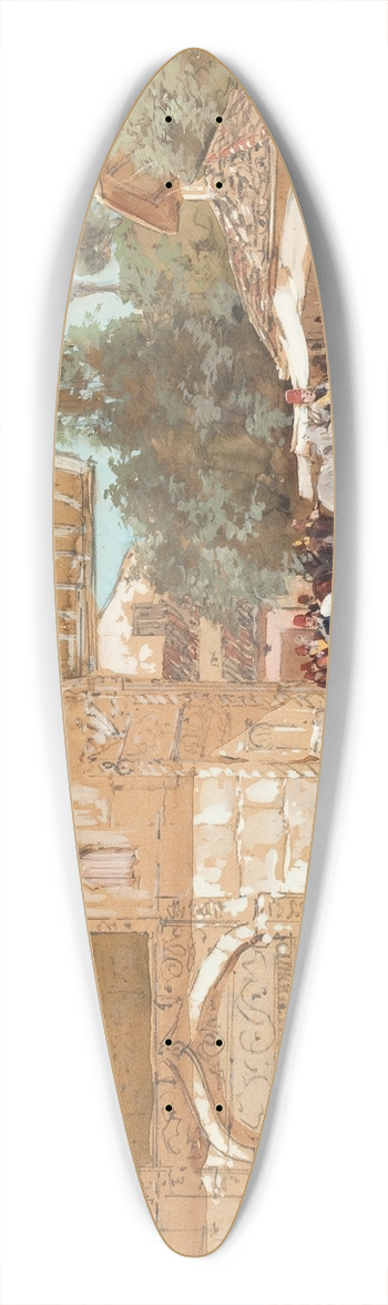 Francis Hopkinson Smith - Middle Eastern Scene Outside a Mosque 39.3 inch art pintail longboard deck