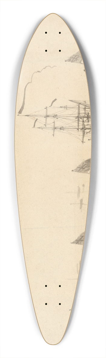 Francis Swaine - Ships on a Calm Sea 39.3 inch art pintail longboard deck