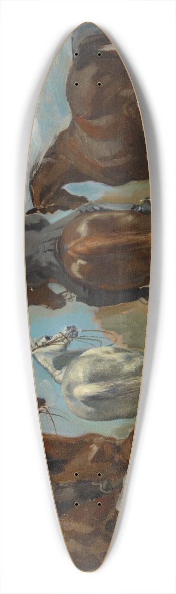 Frank Buchser - Horses and Riders 39.3 inch art pintail longboard deck