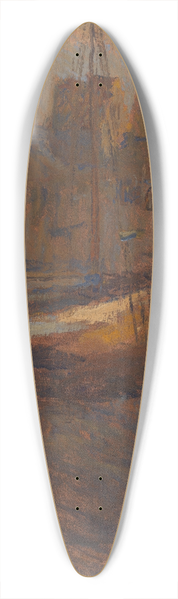 Frank Edwin Scott - Ships at Anchor, Cherbourg no. II 39.3 inch art pintail longboard deck