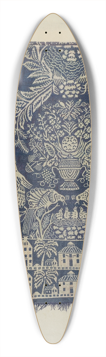 Frank Gutting - Blue and White Woolen Coverlet 39.3 inch art pintail longboard deck