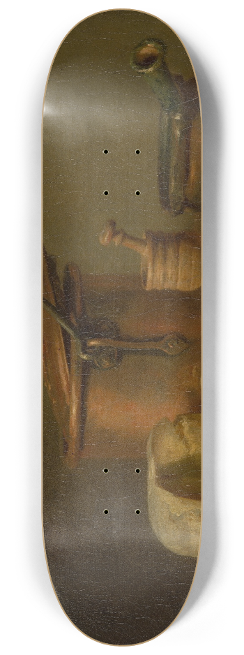 Jean Simon Chardin - Still Life with Copper Pot, Cheese and Eggs 8.25 inch art skate deck