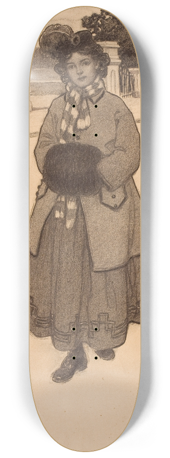 Jessie Willcox Smith - Young Girl with Muff 8.25 inch art skate deck
