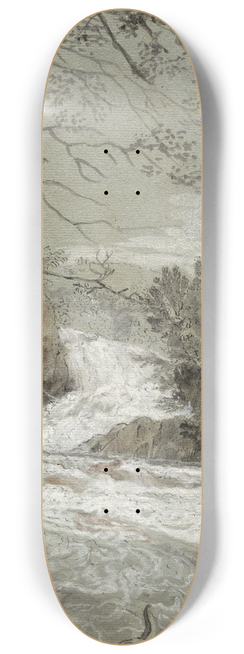 Joachim Franz Beich - River Landscape with a Waterfall (recto) 8.25 inch art skate deck