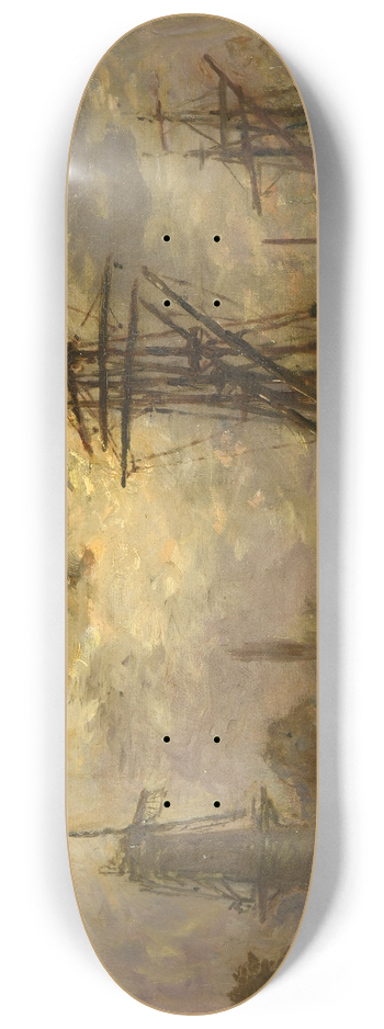 Johan Barthold Jongkind - Les moulins de Rotterdam 8.25 inch art skate deck