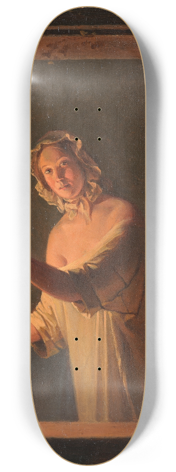 Johan Gustaf Sandberg - Girl by candlelight 8.25 inch art skate deck