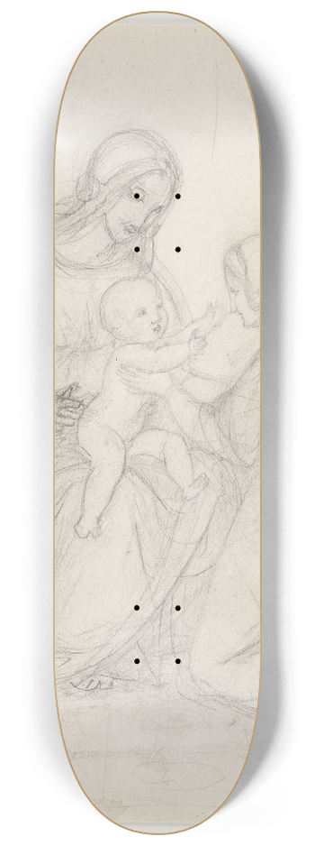 Johan Ludvig Lund - Siddende madonna med barn og knlende kvinde 8.25 inch art skate deck