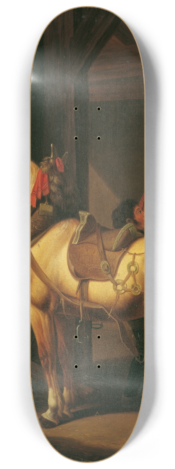 Johann Baptist Dallinger von Dalling - Zwei Zugpferde Im Stall 8.25 inch art skate deck
