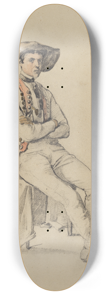 Johann Baptist Kirner - Sitzender junger Mann in Hanauer Tracht 8.25 inch art skate deck