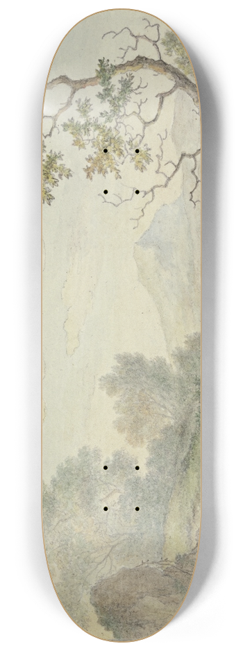 Johannes Christiaan Janson - Bei einem Wasserfall ein Hirte mit einer Kuh und Ziegen 8.25 inch art skate deck