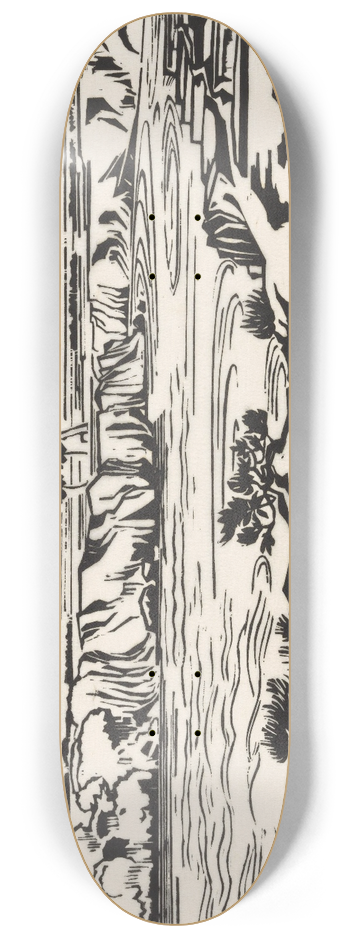 Johannes Frederik Engelbert ten Klooster - Landschap, Midden-Java; Merbaboe, Merapi, Ello rivier 8.25 inch art skate deck